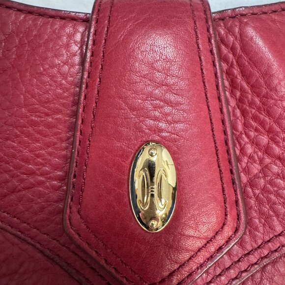 EUC Cole Haan Red Pebbled Leather Wristlet Clutch with Mirror - Picture 4 of 5